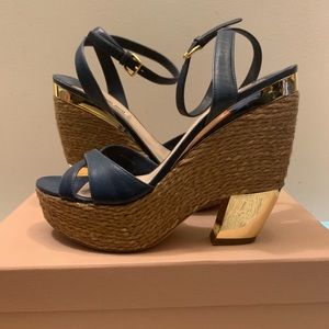 Miu Miu quarter strap rope wedge